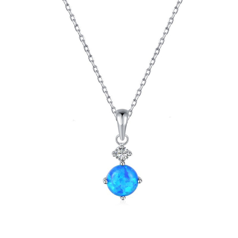 Romantic Opal Heart Chain
