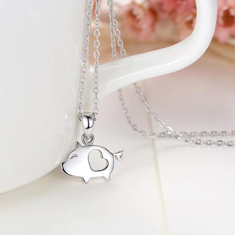 Hollow Heart Pig Necklace

