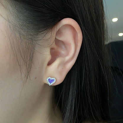 Everyday Gold Heart Stud Earrings with Pave

