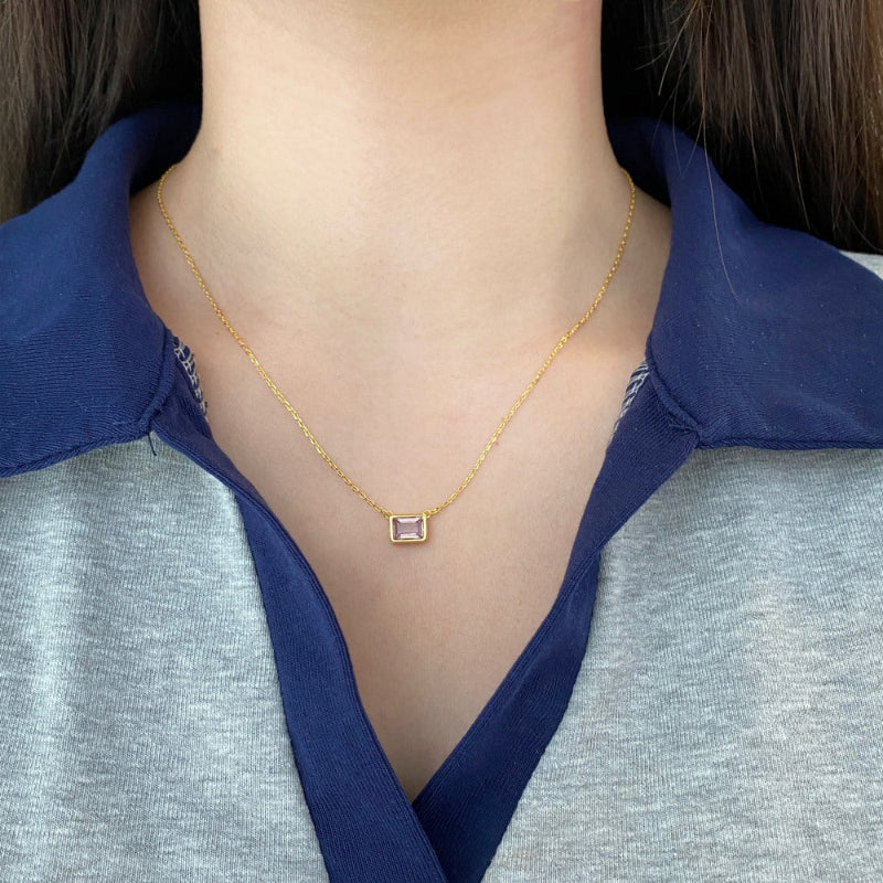 Sophisticated Silver Clean Line Crystal Necklace

