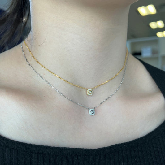 Rose Gold Tone Pink CZ Pendant

