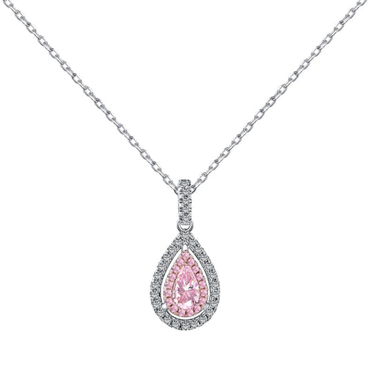 Sparkling Pink Diamond Waterdrop Pendant
