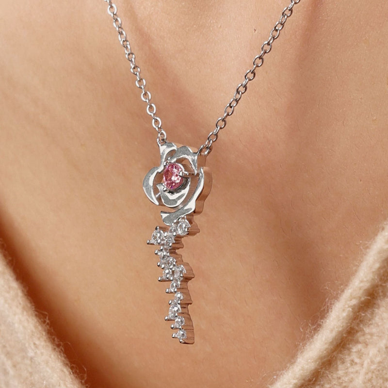 Modern Camellia Design Necklace with Accents

