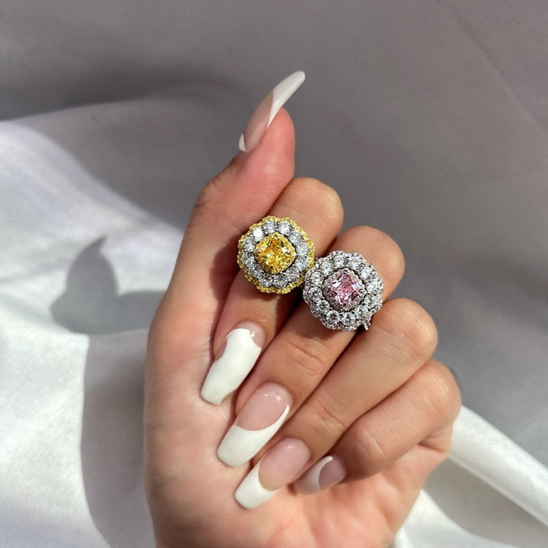 Cushion Cut Pink Diamond Halo Ring

