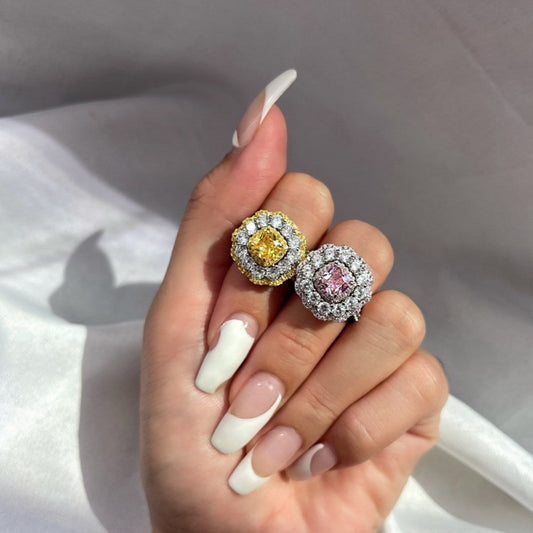 Cushion Cut Pink Diamond Halo Ring

