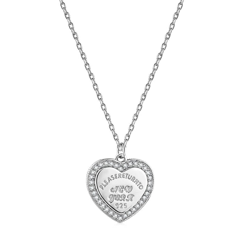 Sparkling Cubic Zirconia Heart Charm Necklace

