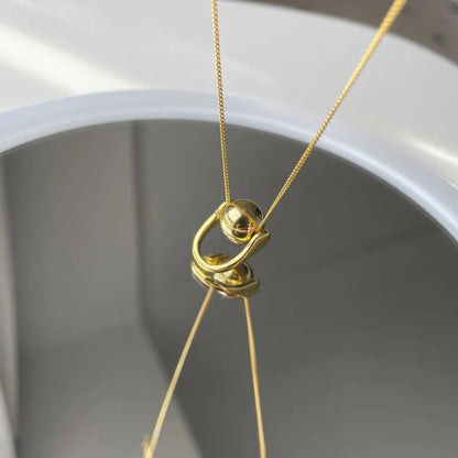 Silver Ball and Open-End Bar Pendant

