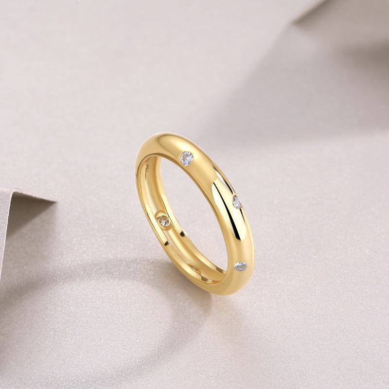 Yellow Gold Eternity Ring with Varied Moissanite

