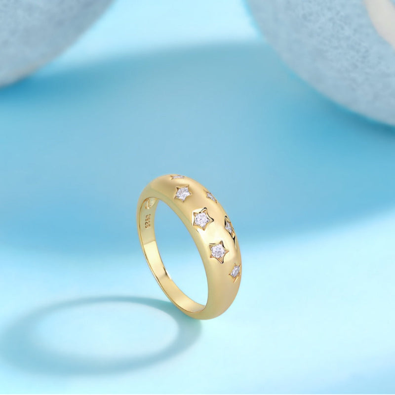 Unisex Gold Moissanite Star Ring

