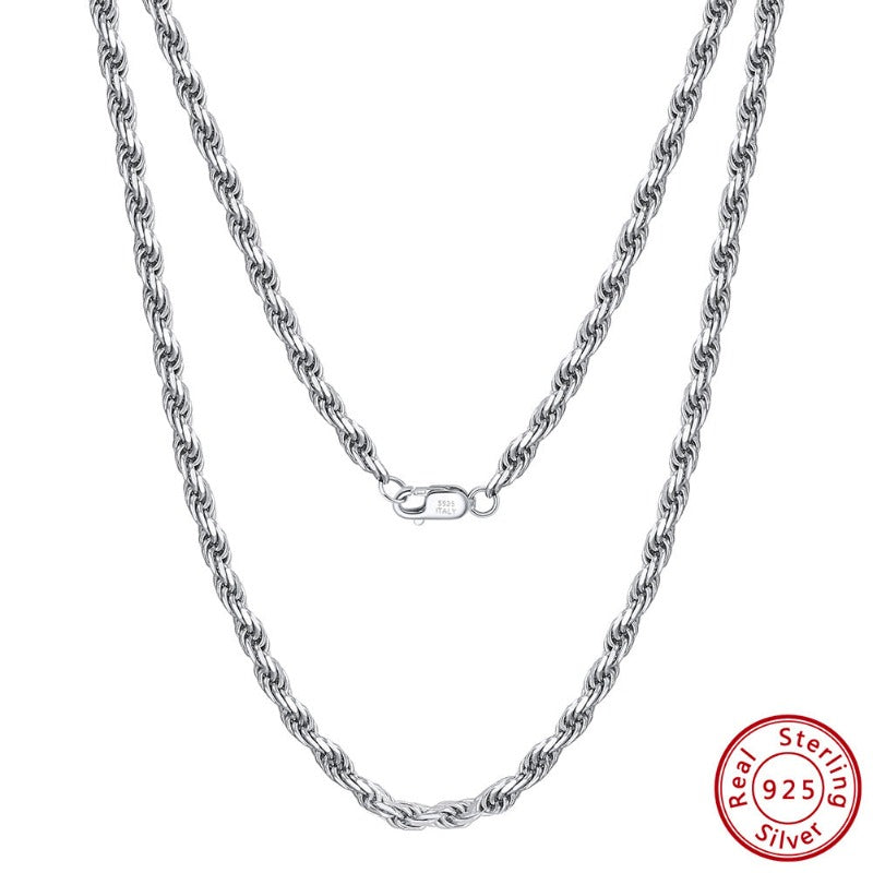 1.5mm rope silver chain silver  gold rope chain 14k men's