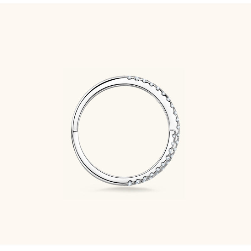 Stackable Silver X Band with Moissanite

