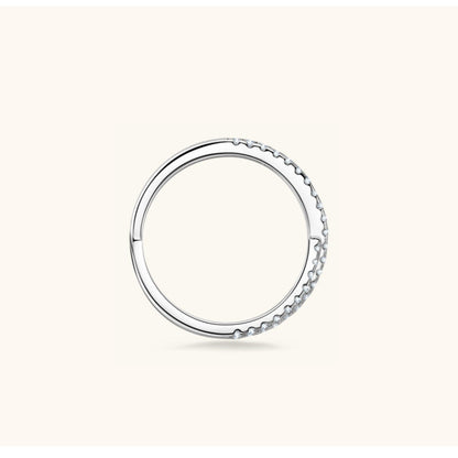 Stackable Silver X Band with Moissanite

