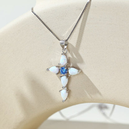 Mesmerizing Minimalist Opal Cross Pendant