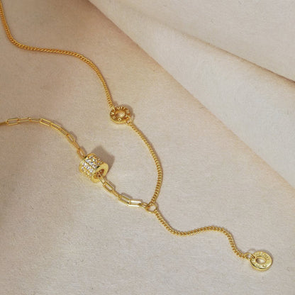 Versatile Silver Slider Necklace with Decorative Cylindrical Bead

