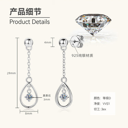 Classic Moissanite Drop Design 3ex Cut D-VVS1 Moissanite 29mm Chain Dangles

