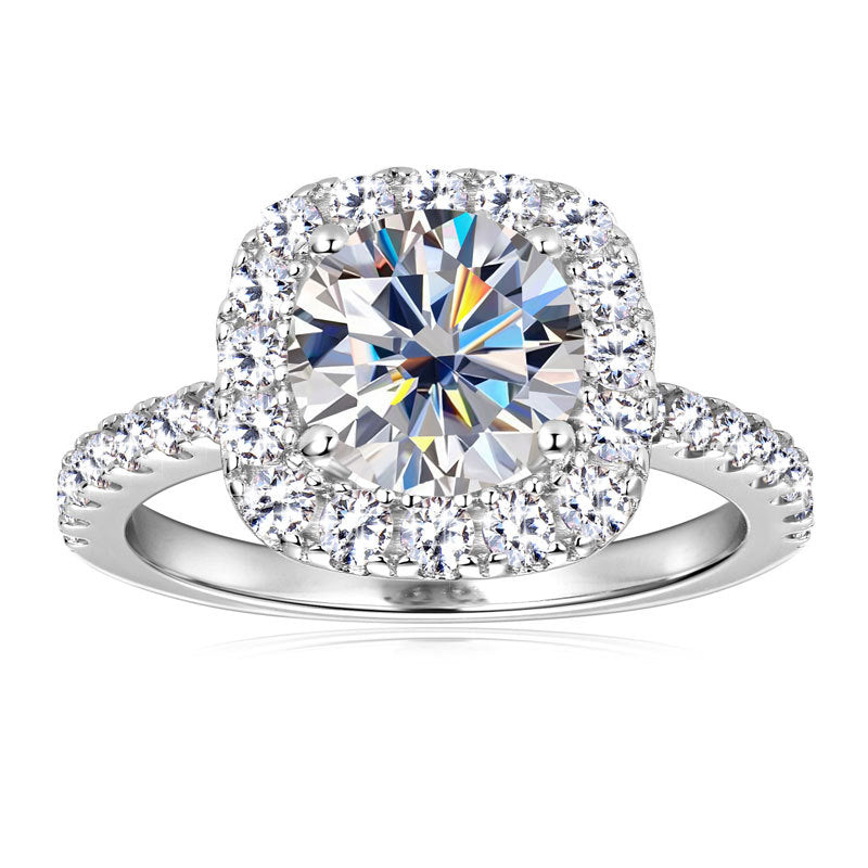 Exquisite Moissanite with Side Stones Ring

