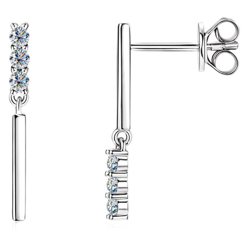 Dazzling Moissanite Stud with Hanging Bar

