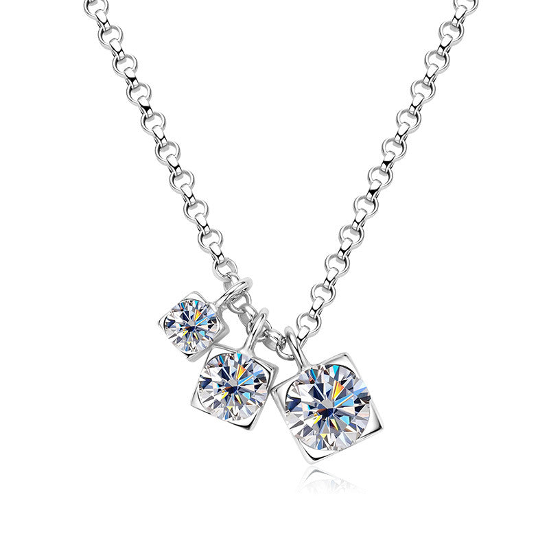 Modern Moissanite Cascade Pendant Necklace

