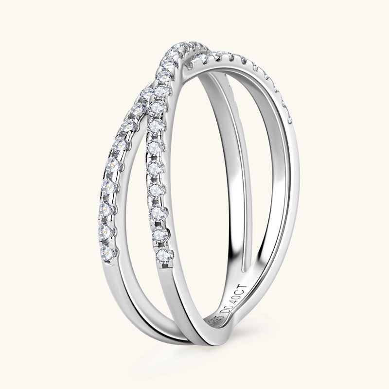 Sparkling Moissanite X Ring