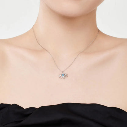 Alluring Blue Devil Eye Pendant Necklace