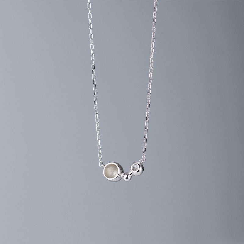 Modern Minimalist Silver Ball Necklace
