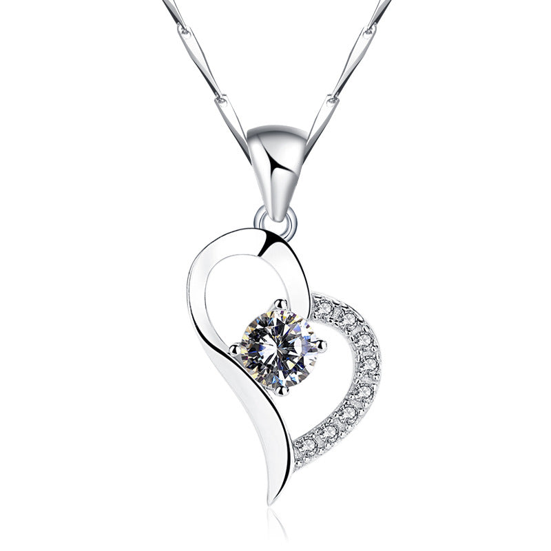 Enchanting Silver Heart & Sparkle Necklace
