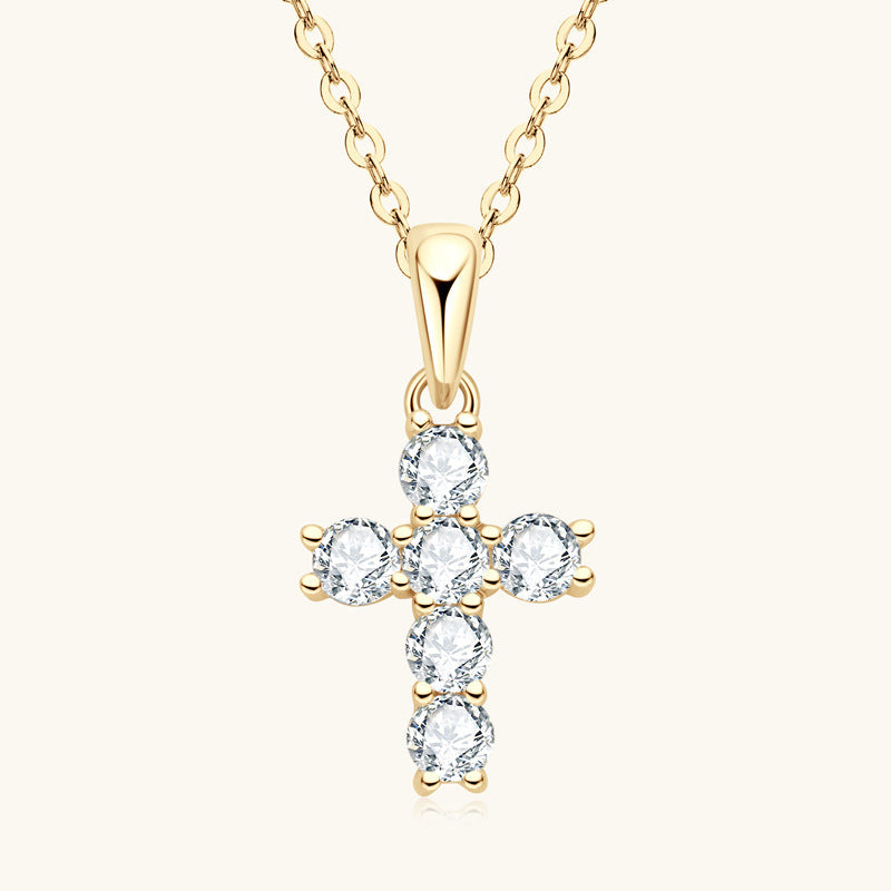 Modern Moissanite Cross Charm

