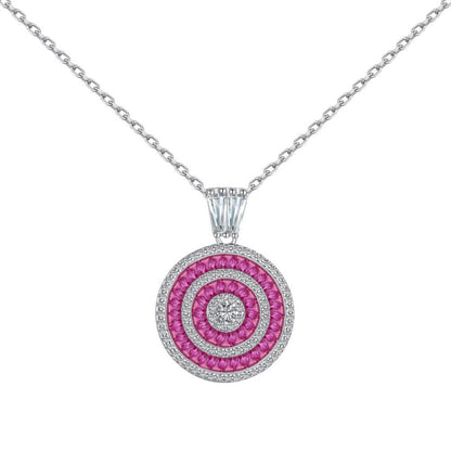 Dazzling Baguette Zirconia Circle Pendant Necklace