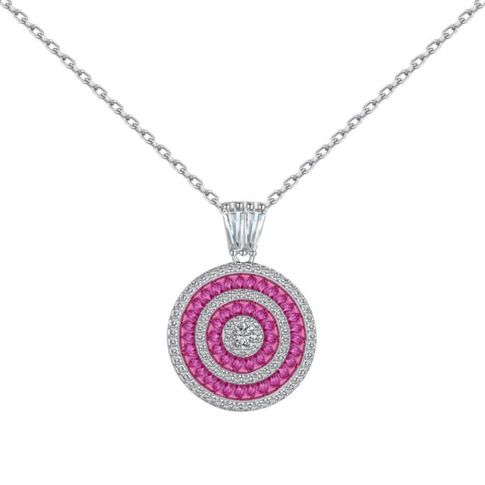 Dazzling Baguette Zirconia Circle Pendant Necklace