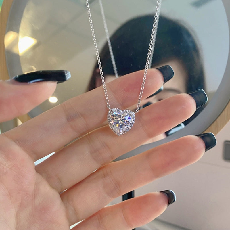 White Gold Heart with Pave Halo

