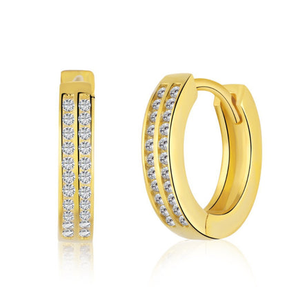 Minimalist Gold Pave Huggie Earrings

