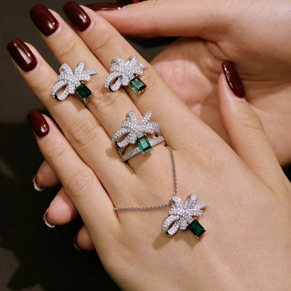Dainty Zirconia Bow Pendant