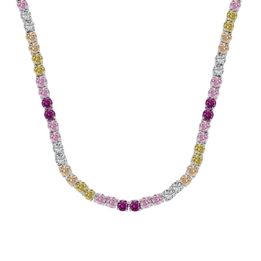 Dazzling Colorful Zirconia Tennis Necklace