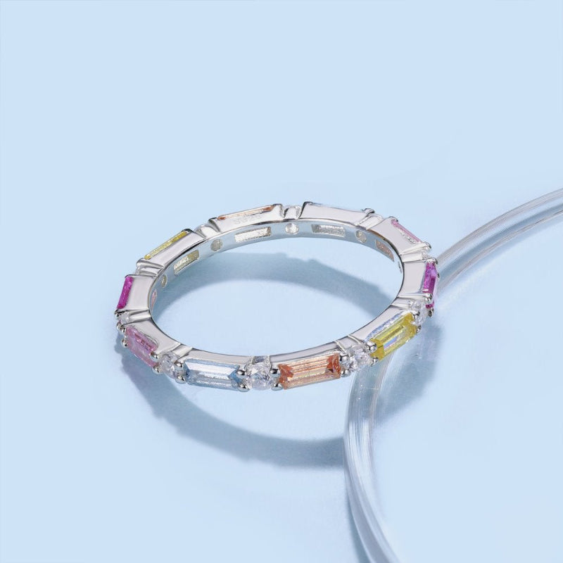 Multi-Color Gemstone Band Ring

