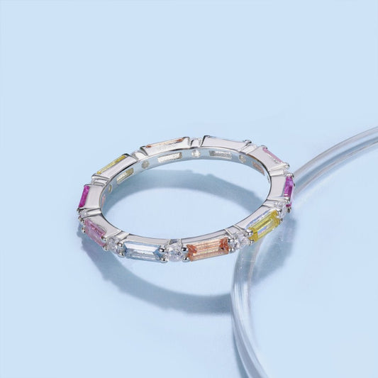 Multi-Color Gemstone Band Ring

