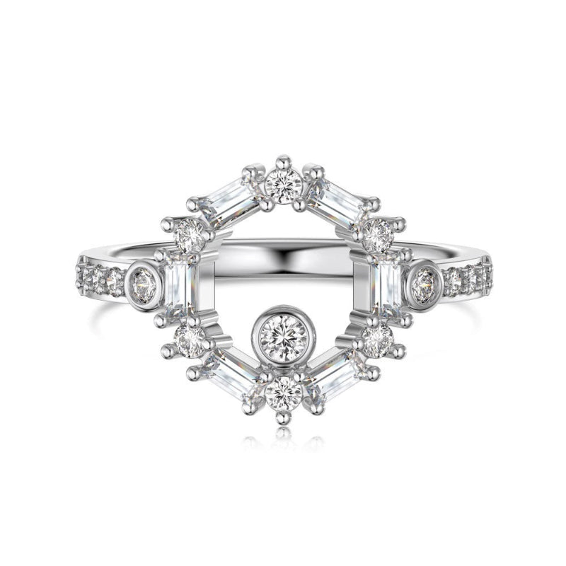Colorful Baguette & Round CZ Gold Ring

