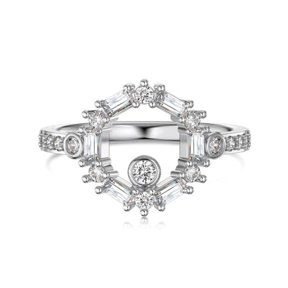Colorful Baguette & Round CZ Gold Ring

