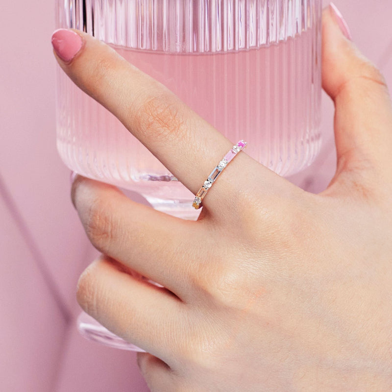 Bright Gemstone Eternity Ring


