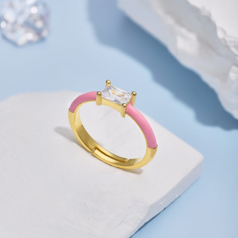 Gold Plated Baguette CZ Open Ring

