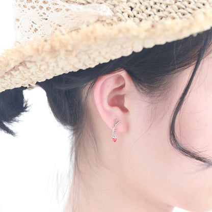 Cute Heart and Pearl Drop Earrings

