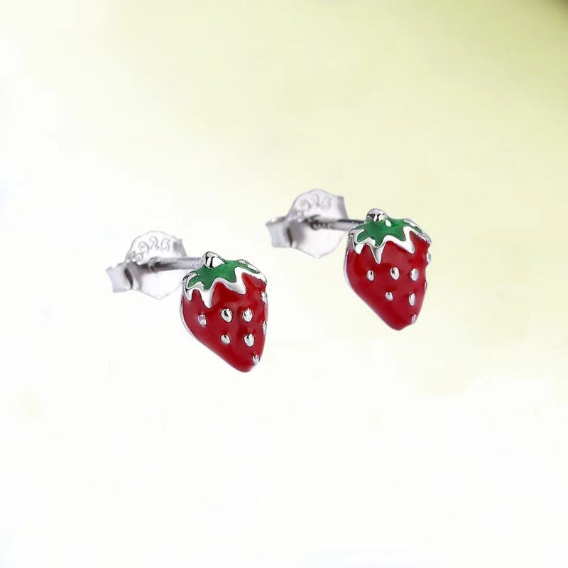strawberry stud earrings clip end