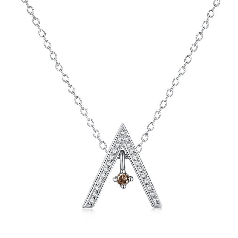 Contemporary "A" Charm Necklace with Rainbow of Crystal Drops

