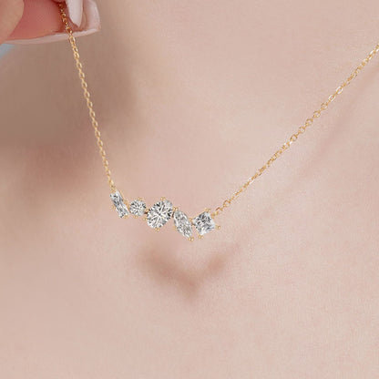 Contemporary Gold Dainty Crystal Horizontal Pendant


