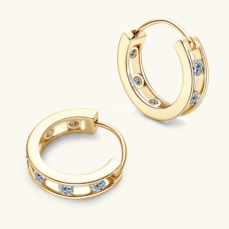 Sparkling Silver Moissanite Hinged Hoops

