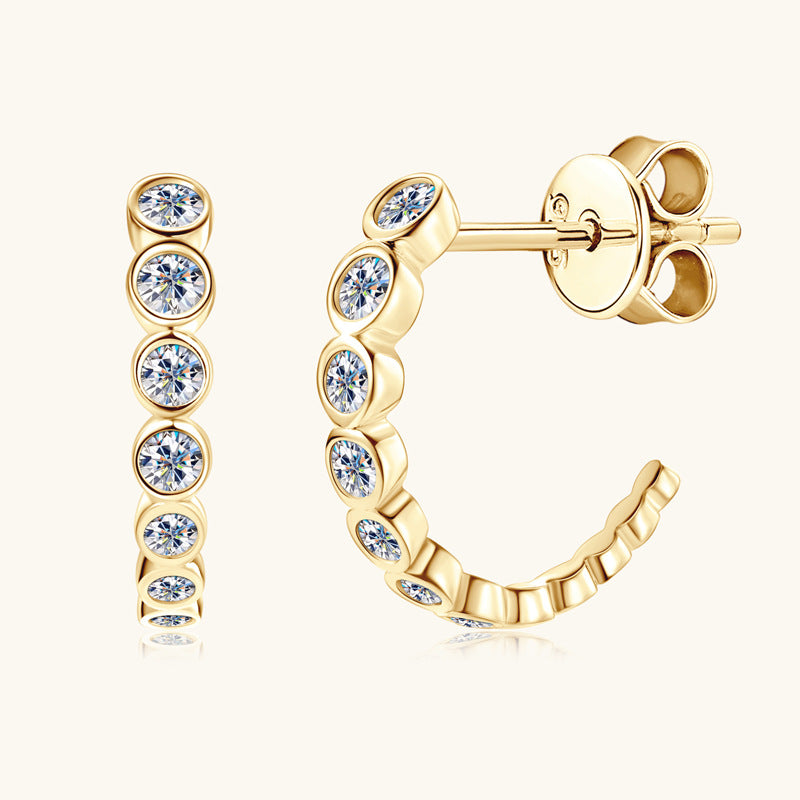 Shimmering Stone Silver Hoops