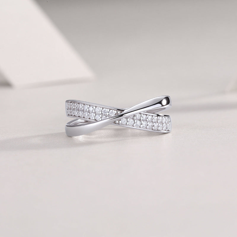 Art Deco Inspired Criss-Cross Silver Ring

