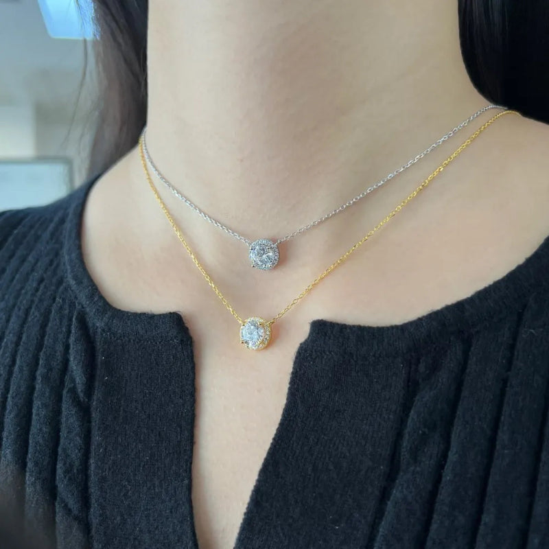 Classic Halo Solitaire Necklace