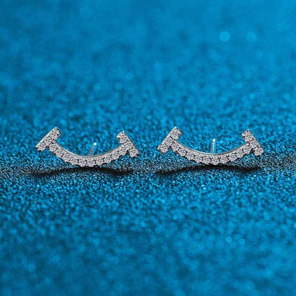 Sparkling Smile Curve Stud Earrings