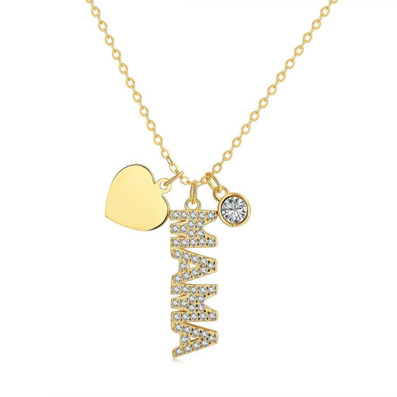 Crystal-Embellished "Mama" Necklace

