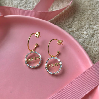 Trendy "QUEEN" Hoop Earrings

